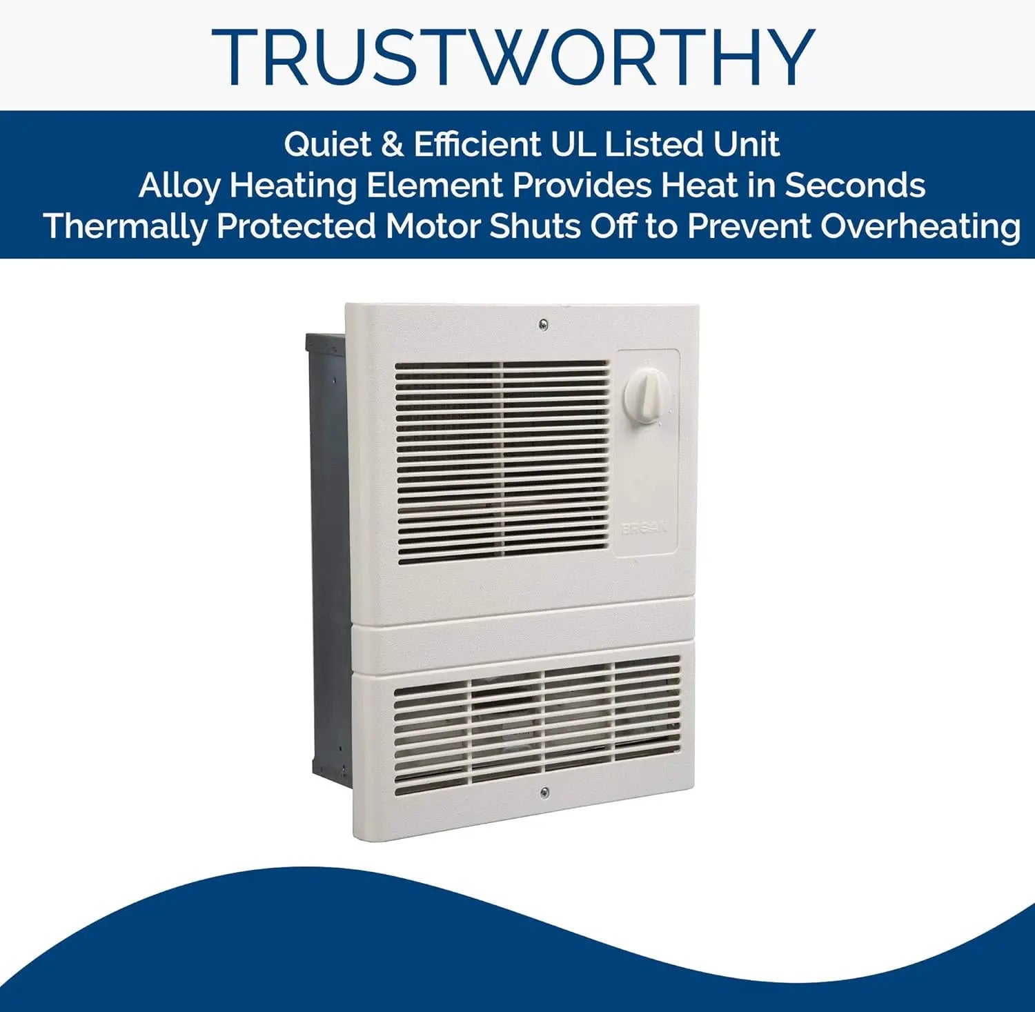 High Capacity Wall Heater Adjustable Thermostat, IN USA.