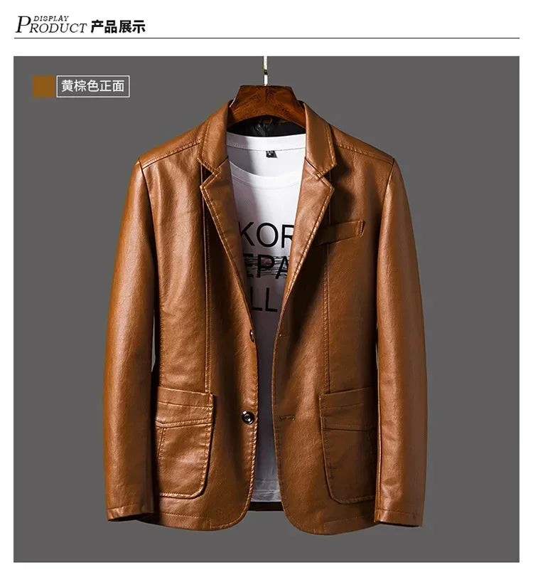 Spring Autumn Biker Leather Men's Jacket Leather IN USA.