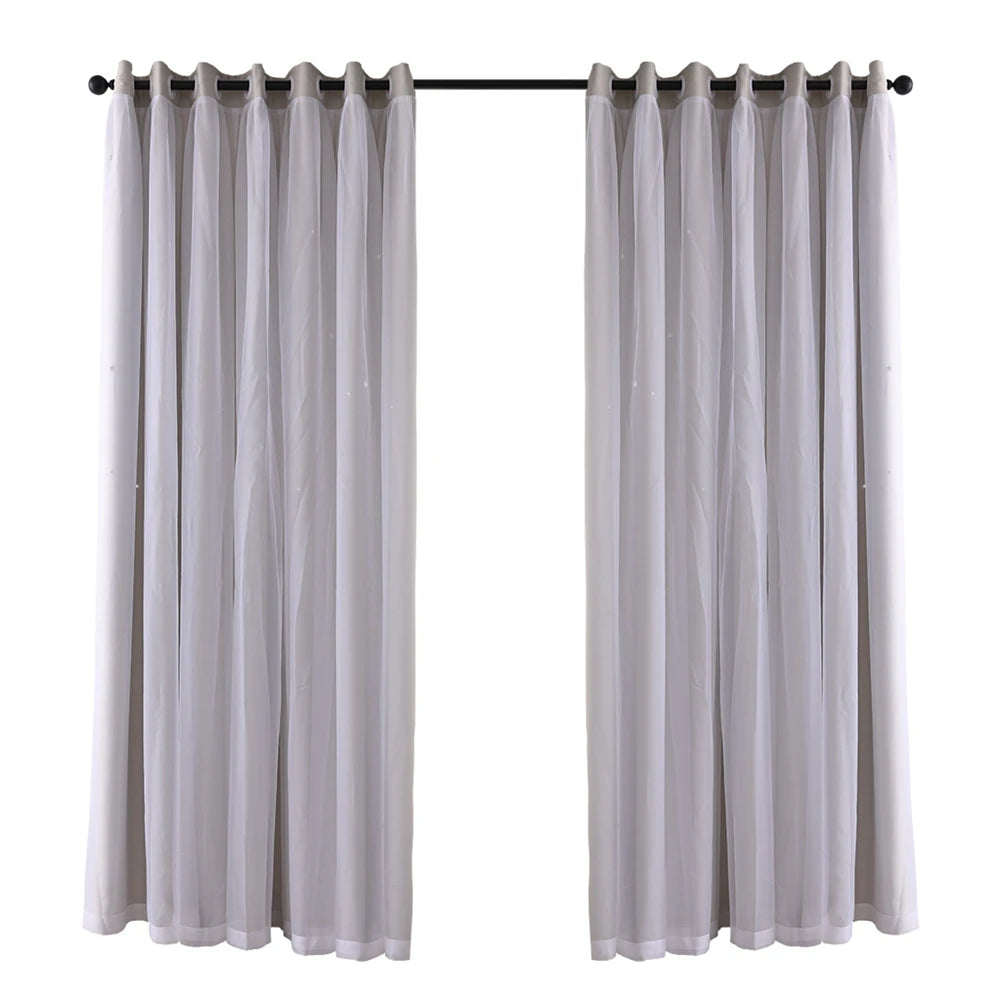 Double Blackout Star Curtains Threaded Bedroom Living Room in USA