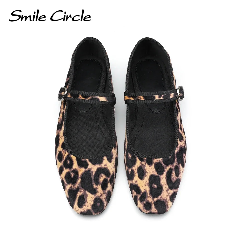 Smile Circle Velvet Mary Jane Ballet Flats Women IN USA.