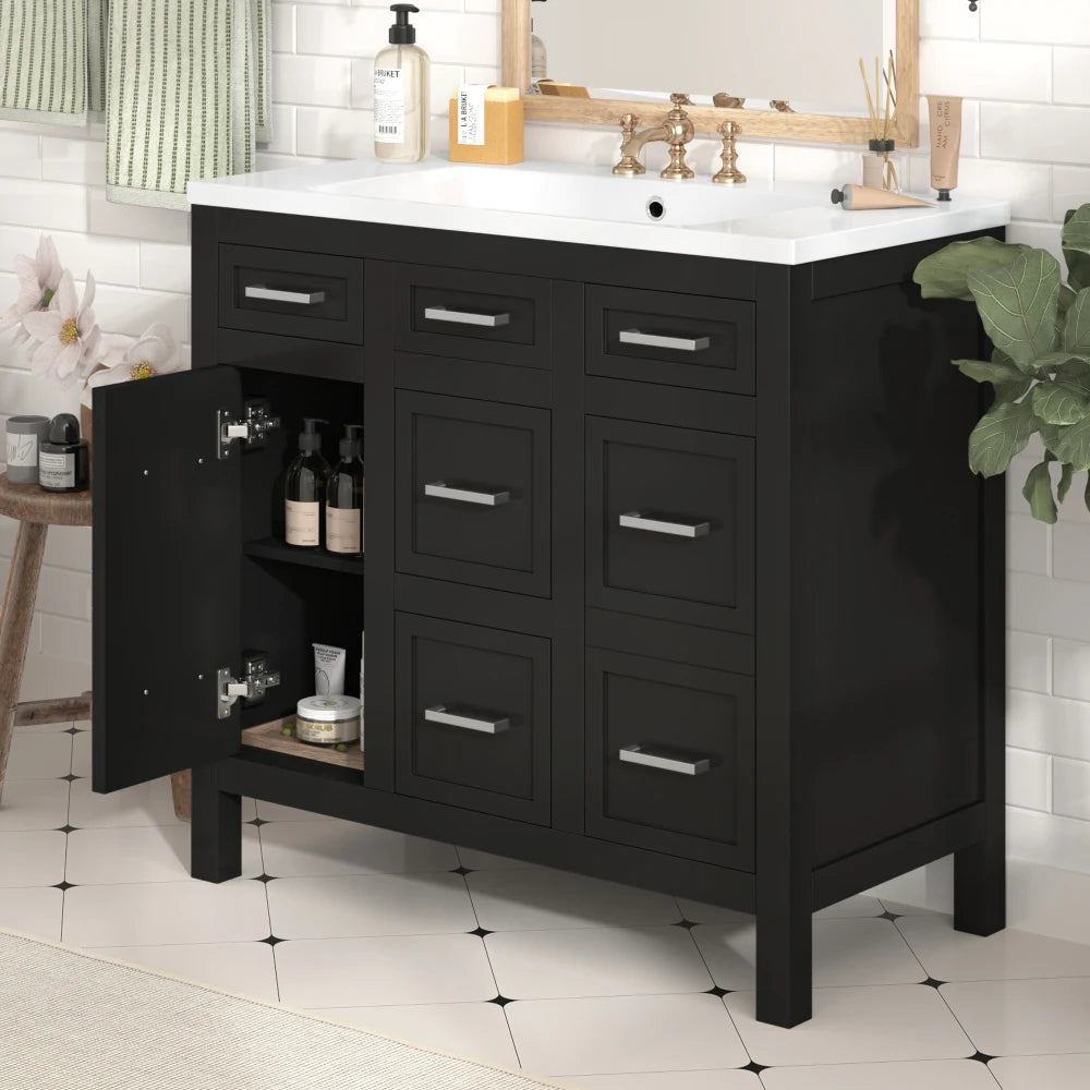 Bathroom Vanity Cabinet with Resin Integrated Sink in USA.