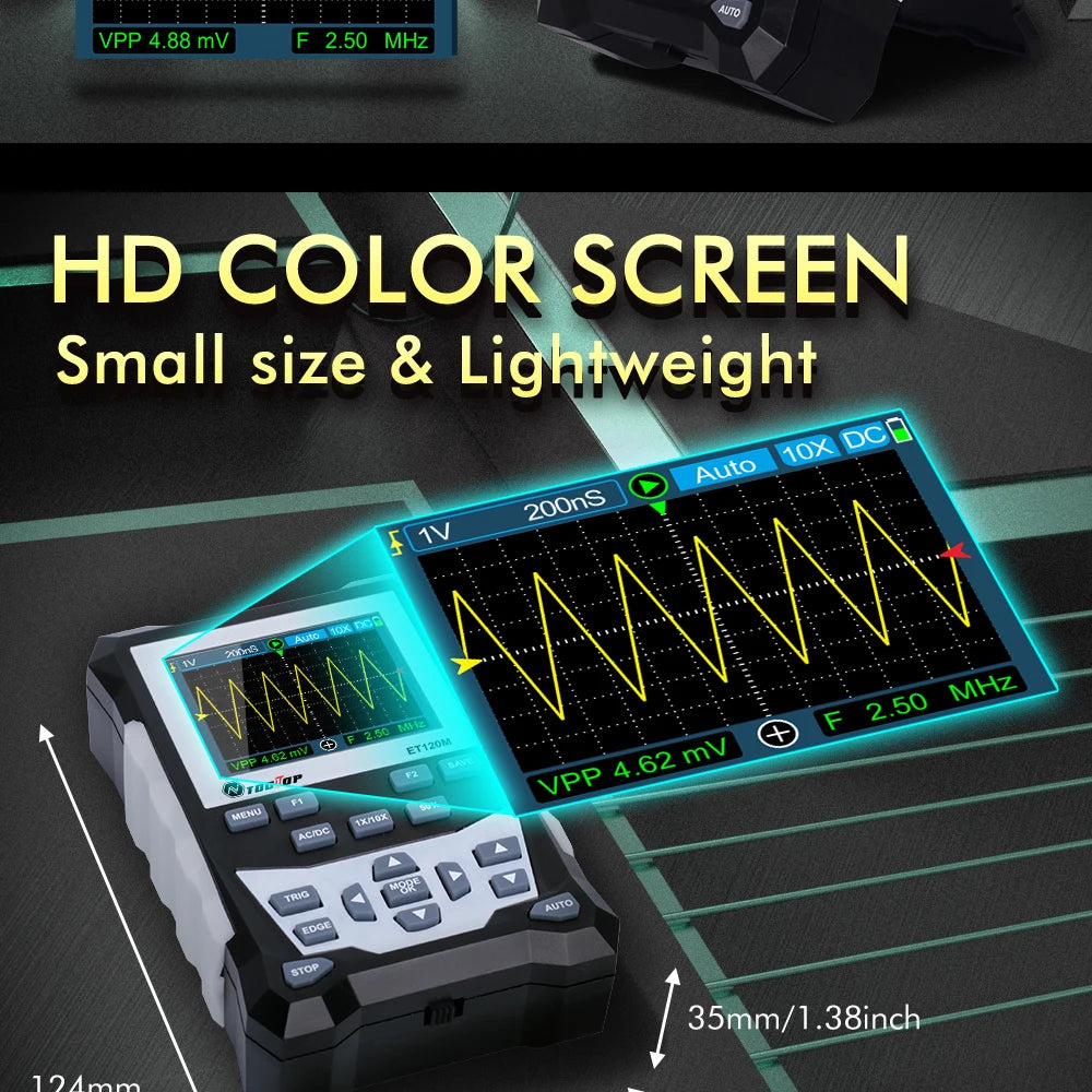 TOOLTOP ET120M 120MHz Handheld Digital Oscilloscope 1Mhz Square Wave S