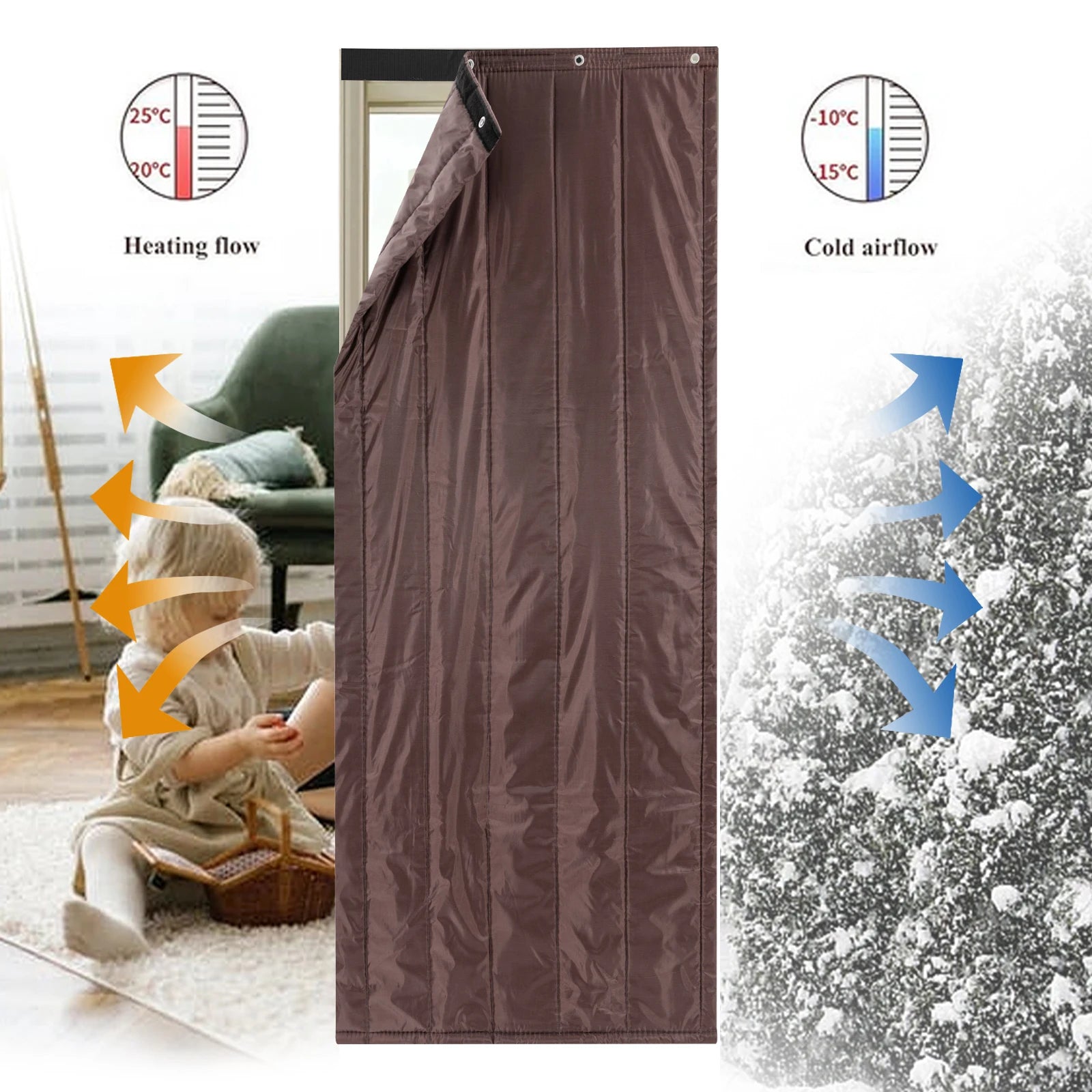 Insulated Door Curtain Thermal Cover Soundproof Winter Doorways in USA