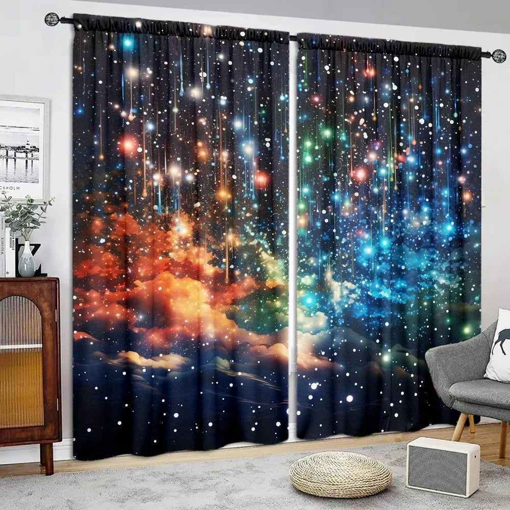 Colorful Galaxy Curtain for Home Decor - Rod Pocket Window in USA