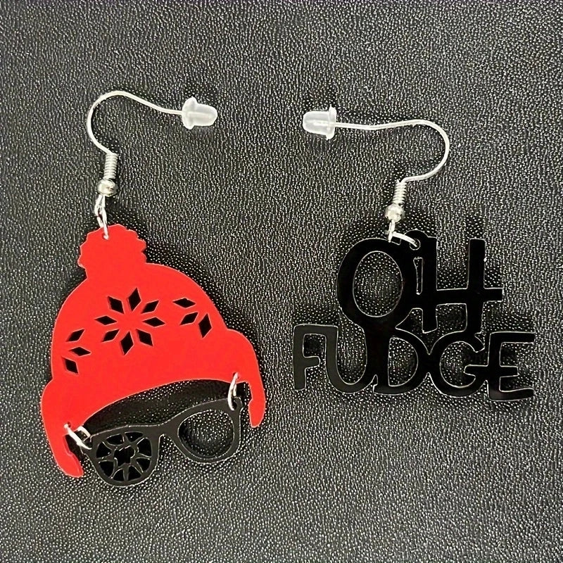 Vintage Oh Fudge Asymmetric Earrings Creative Acrylic in USA