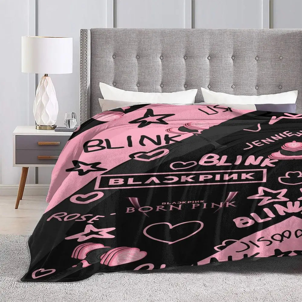 Music Idol Black-Pinks Girl Blankets Flannel All Season in USA