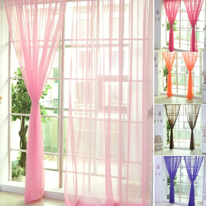 Tulle Curtains The Kitchen Living Room Solid Sheer Curtains in USA.