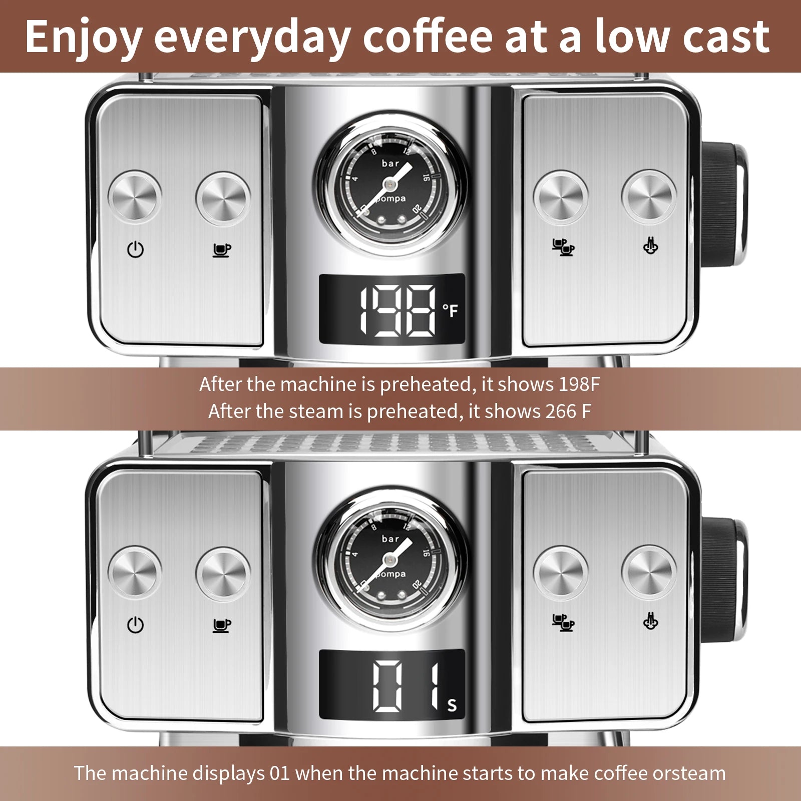 Espresso Maker Frother,Stainless Steel,Latte & Cappuccino IN USA.