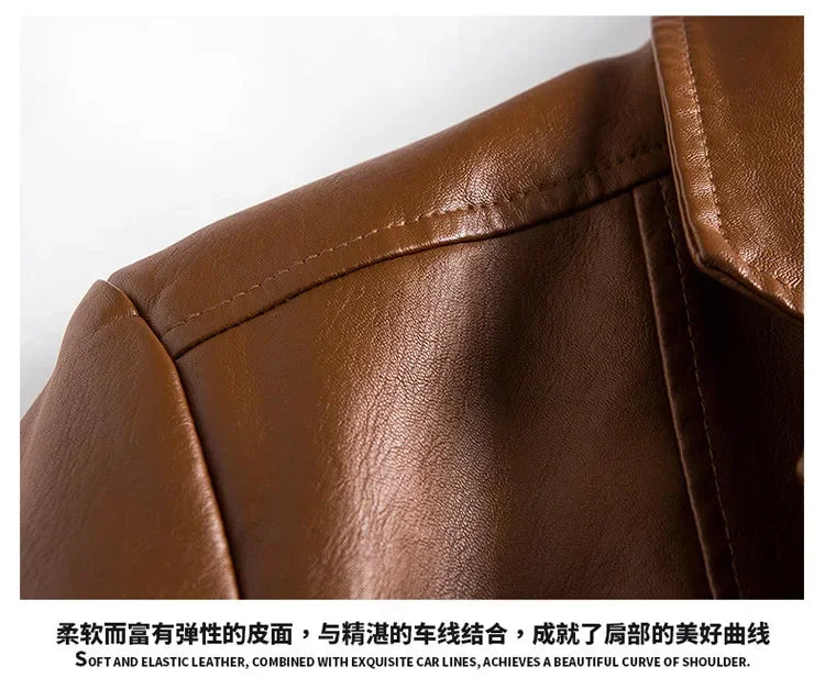 Spring Autumn Biker Leather Men's Jacket Leather IN USA.