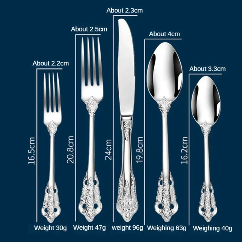 stainless steel Gold Cutlery Set Vintage Western Dinnerware