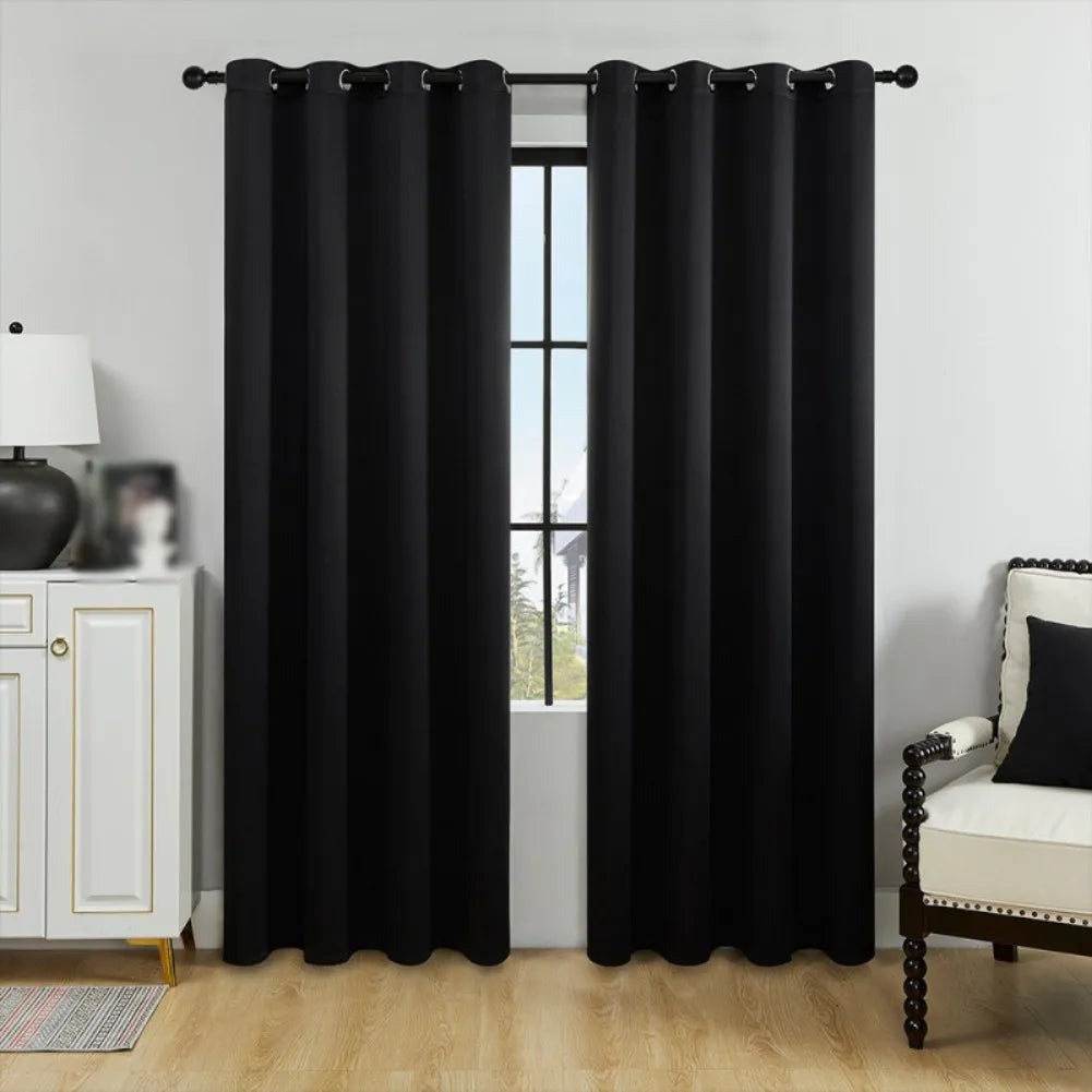 Thickened Blackout Curtains A Pair Push Pull Rings in USA