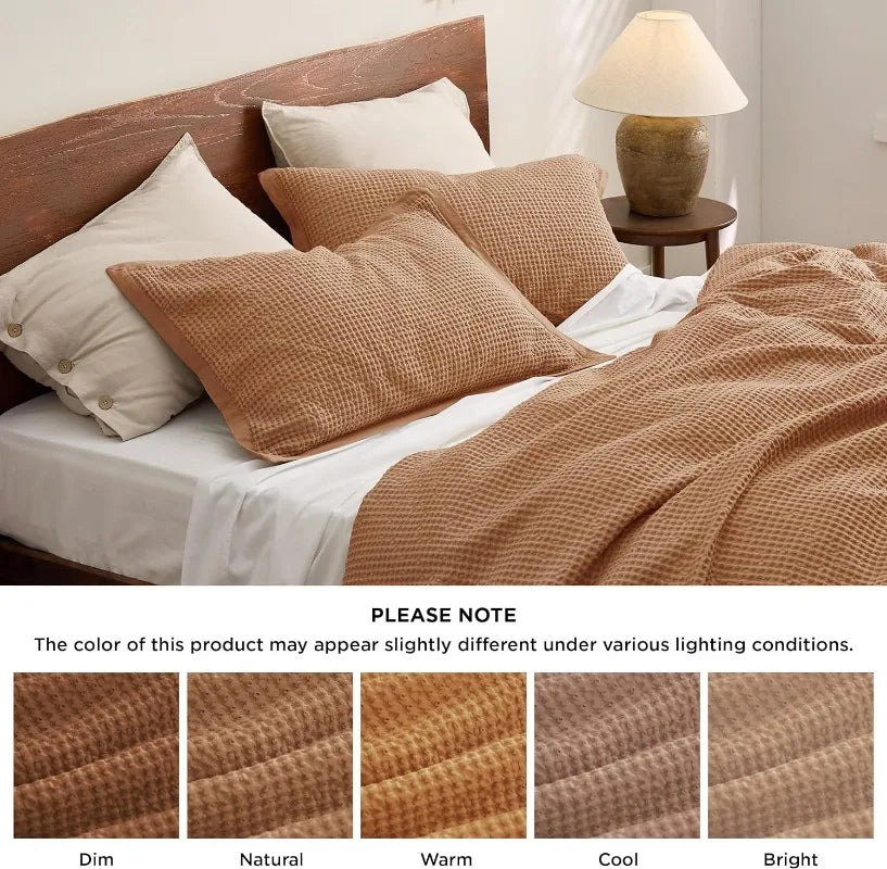 Cotton Waffle Weave Coconut White Duvet Cover Set