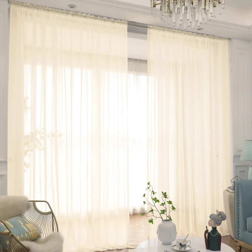 Shading Solid White Sheer Curtains Living Room Decoration in USA