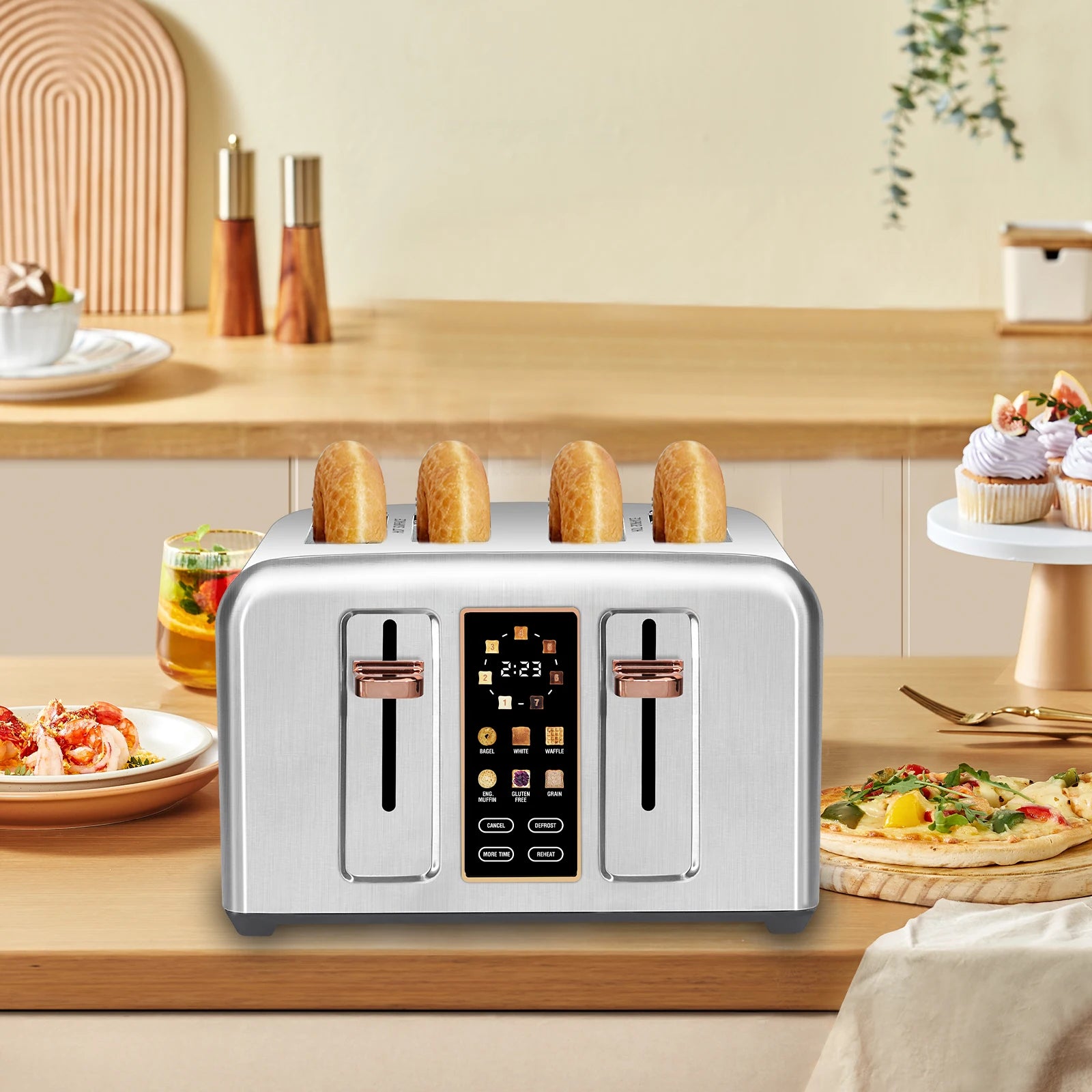 Toaster Slice,Stainless,LCD Display & Touch Buttons IN USA.