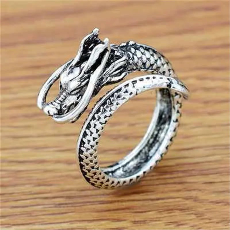 Jisensp Gothic Punk Dragon Ring Men Retro Viking Animal in USA