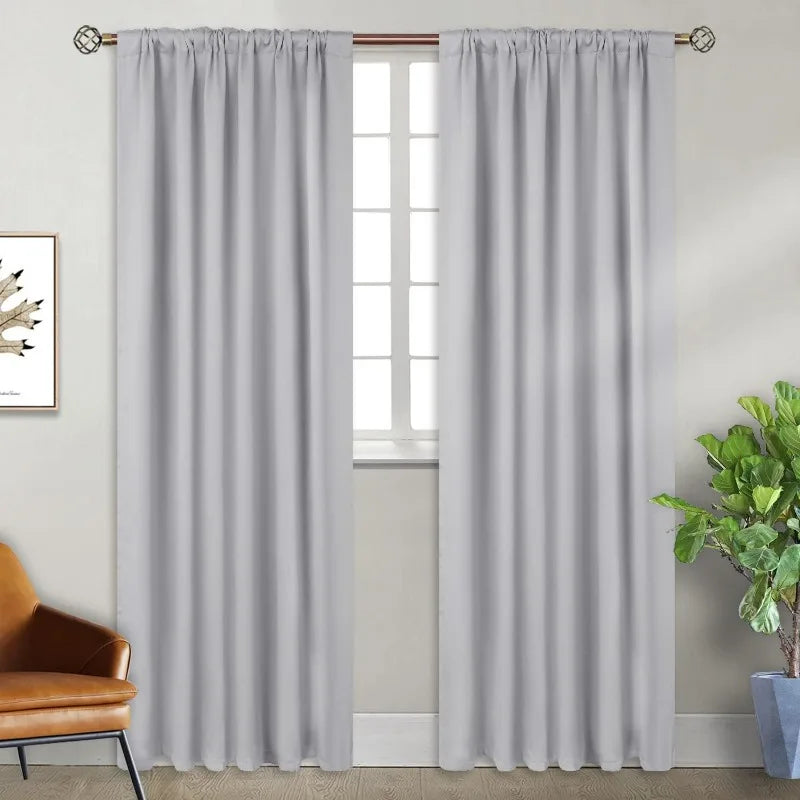 Navy Blue Elegant Blackout Curtains Rod Pocket in USA