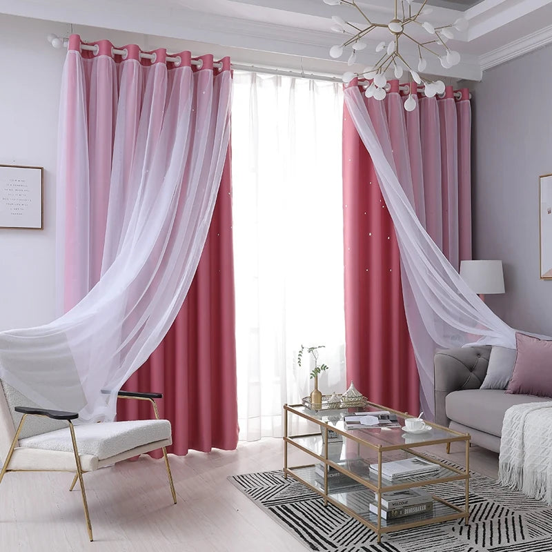 Blue Pink Blackout Kids Curtains for Bedroom Star Curtains in USA