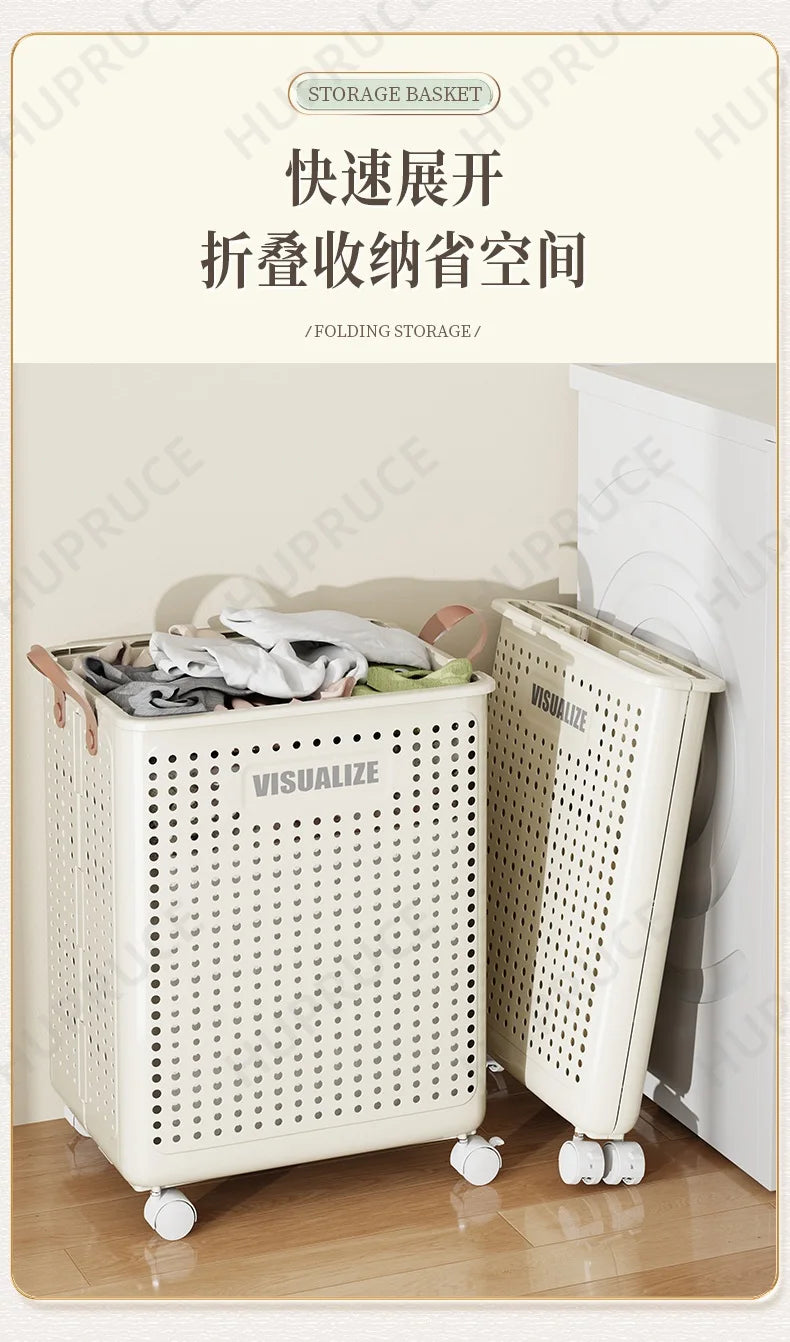 Foldable Laundry Basket hamper casters Washing Clothes in USA