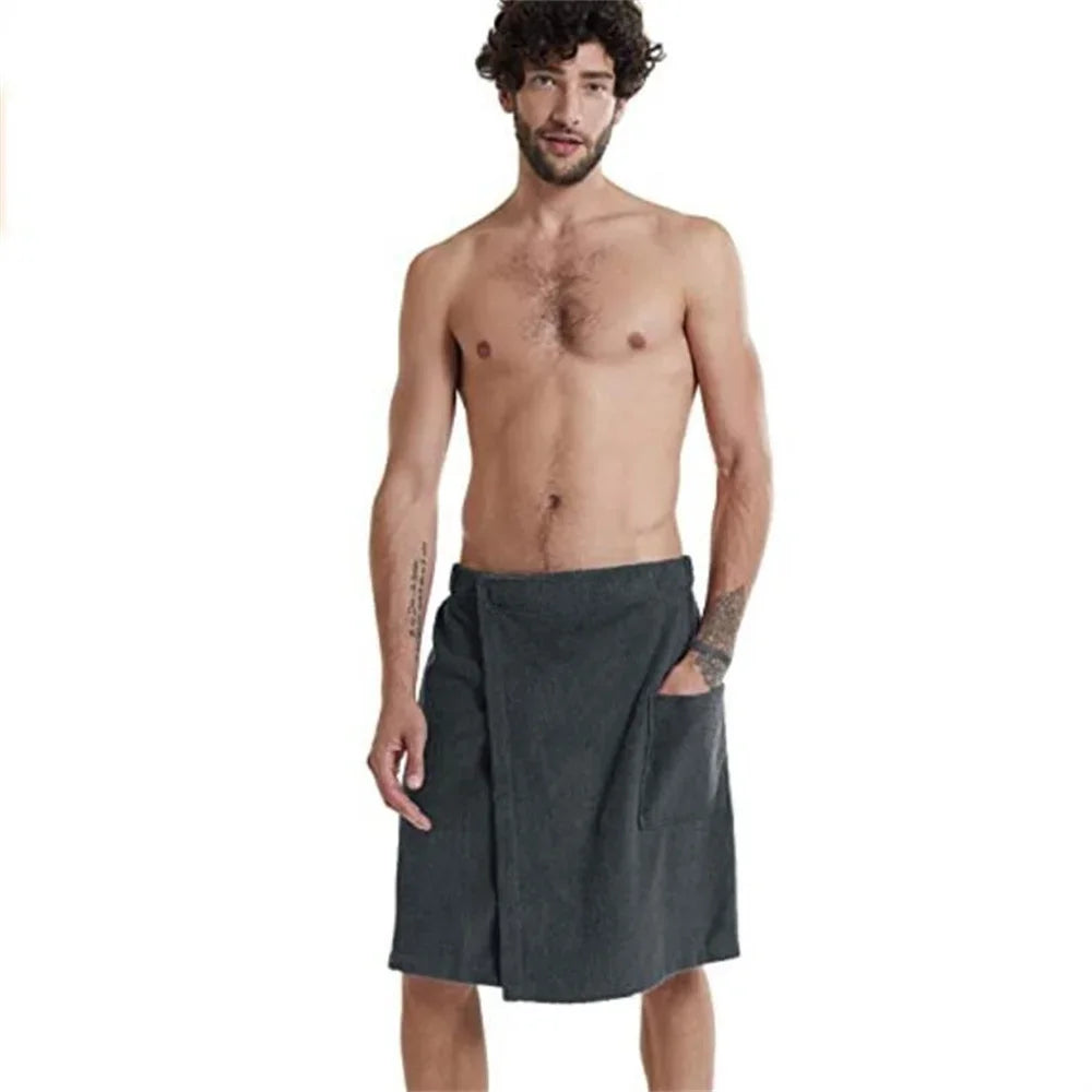 Men Soft Wearable Bath Towel Pocket Bathrobes Shower in USA