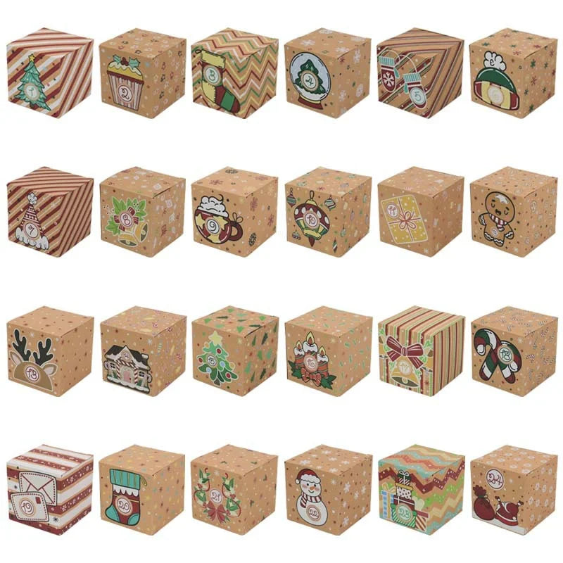 24pcs Christmas Advent Calendar Boxes DIY Paper Boxes For 24 Days Adve