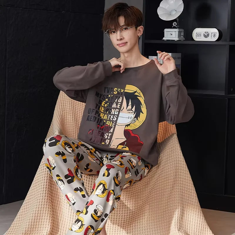 One Piece Pajamas Sets Anime Luffy Soft Comfortable Man in USA