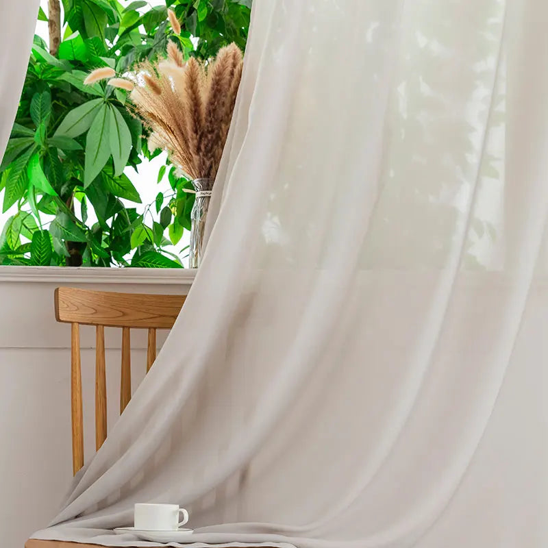 Solid Color Sheer Curtains Elegant Rod Pocket Window in USA