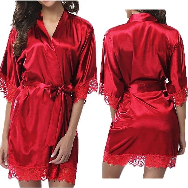 Women's Underwear Glossy Robe Pajamas Ice Silk in USA