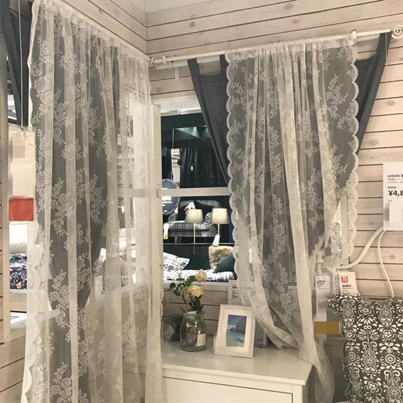 Pastoral White Tulle Sheer Window Curtains Voile Organza in USA.