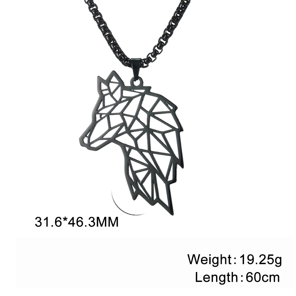 Unift Black Color Wolf Pendant Necklace Men Boy Stainless in USA