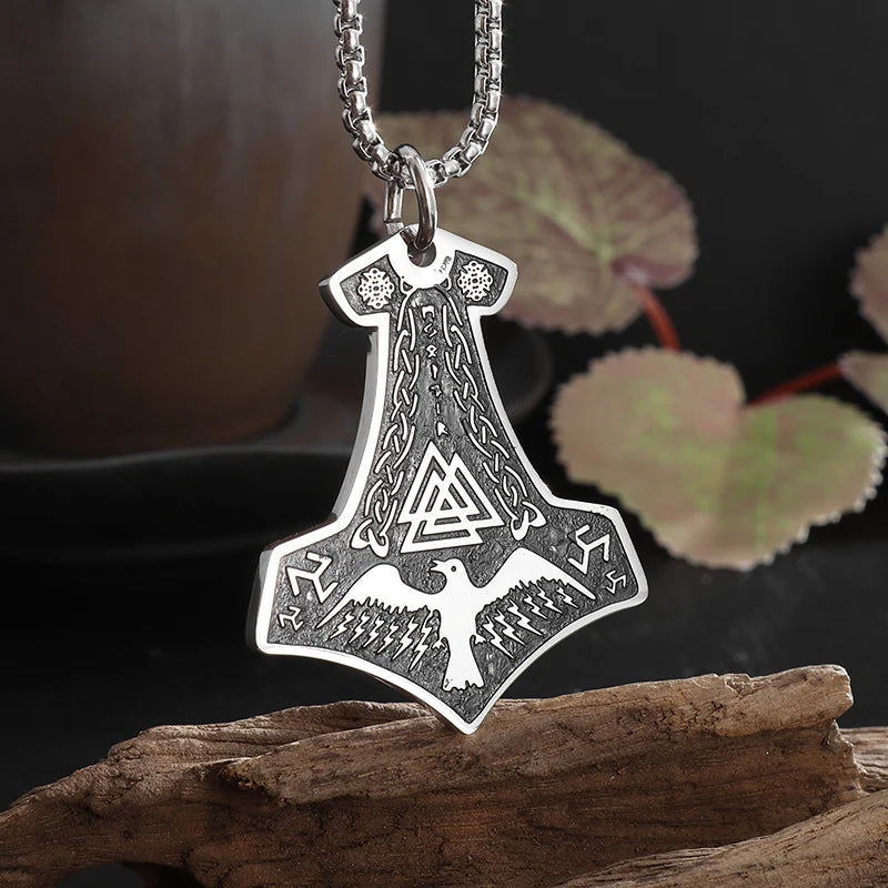 Nordic Crown Thor's Hammer Pendant Vintage in USA