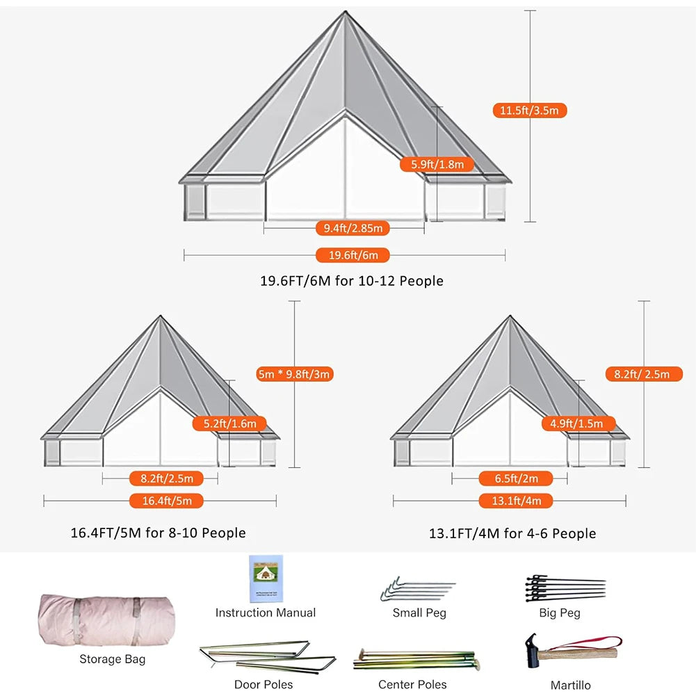 Portable Canvas Yurt Tent Stove Jack,Large Family Camping in USA