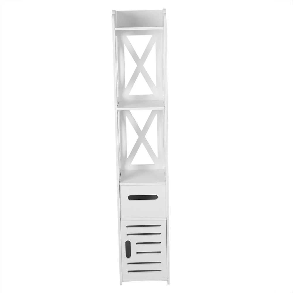 White Wooden Bathroom Cabinet Shelf Cupboard Bathroom Storage