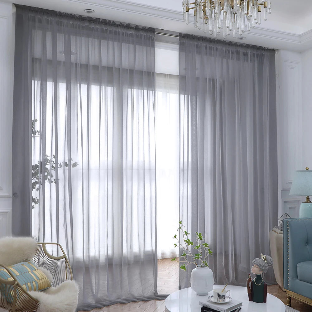 Shading Solid White Sheer Curtains Living Room Decoration in USA