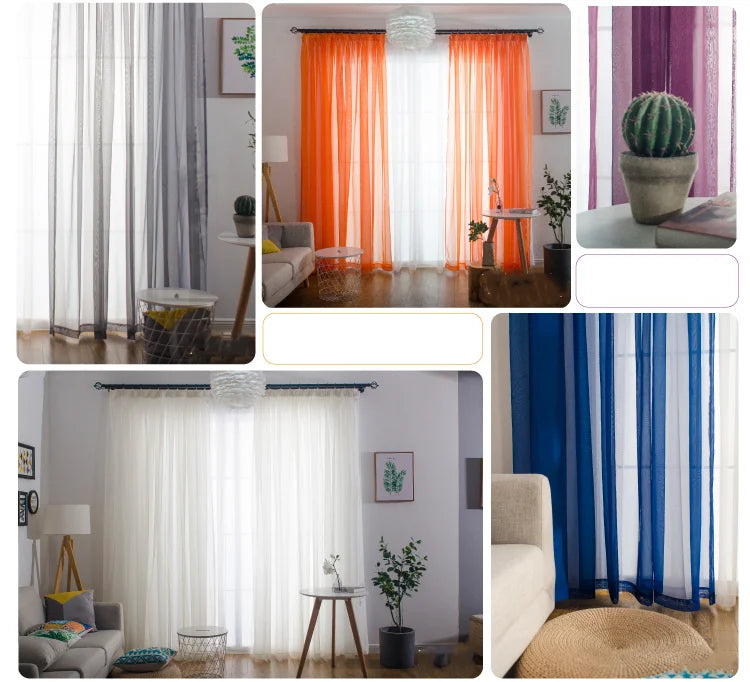 Solid Color Multicolor Bay Window Screening Door Curtains IN USA.