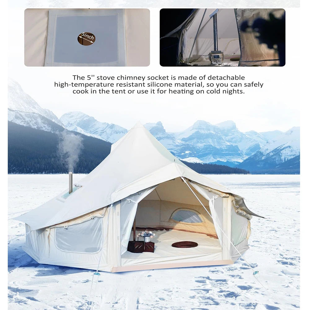 Portable Canvas Yurt Tent Stove Jack,Large Family Camping in USA