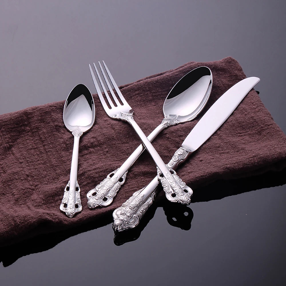 stainless steel Gold Cutlery Set Vintage Western Dinnerware