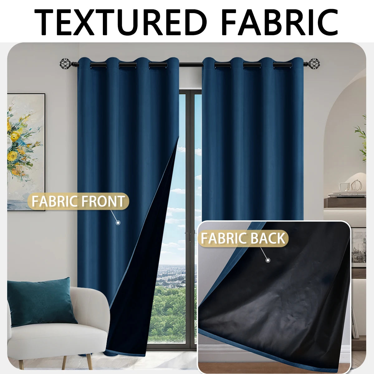 Solid color full shading sun protection Blackout curtains in USA