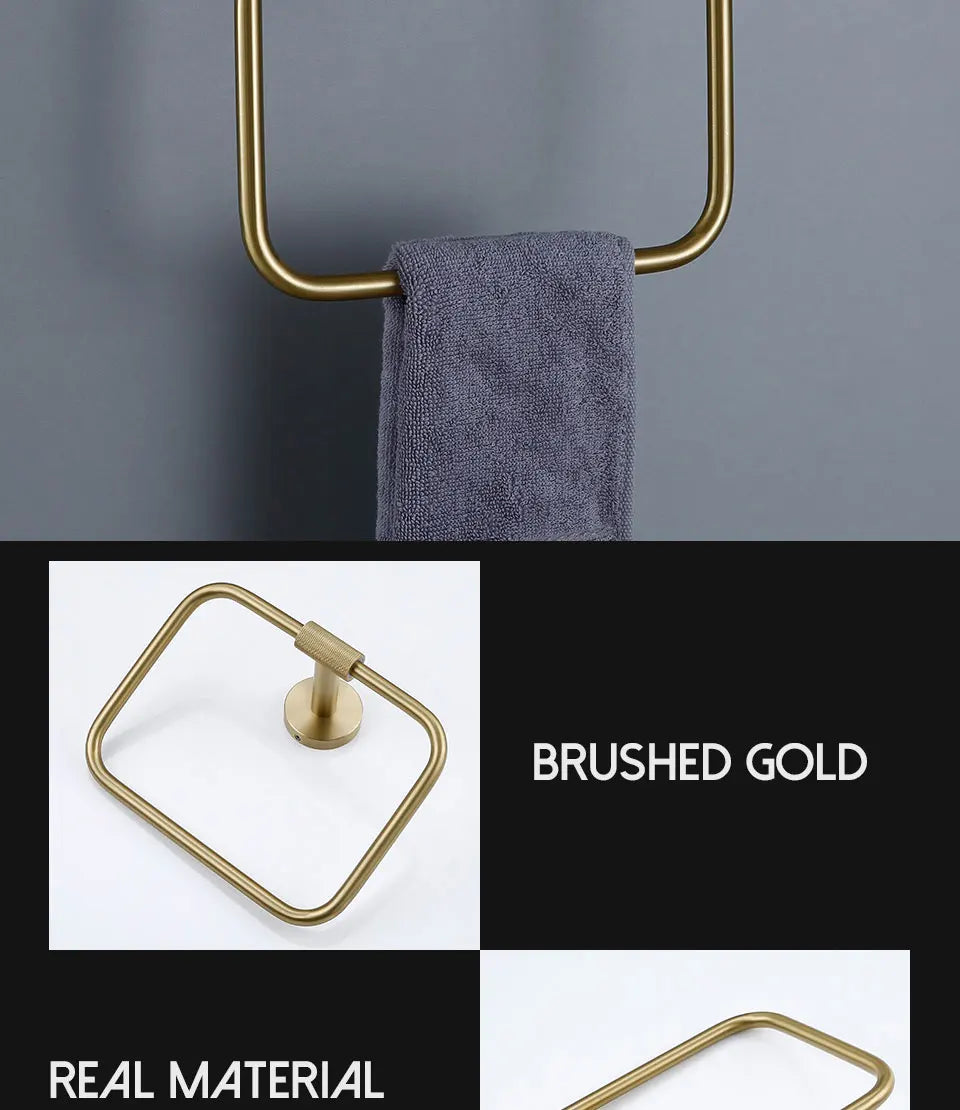 Bathroom Hardware Accessories Set Brushed Gold Knurled