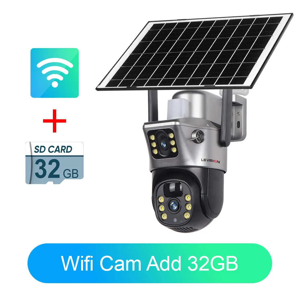 LS VISION Solar Camera 4G Sim Outdoor Dual Lens WiFi