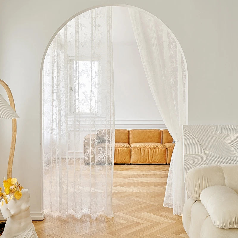 Pastoral White Tulle Sheer Window Curtains Voile Organza in USA.