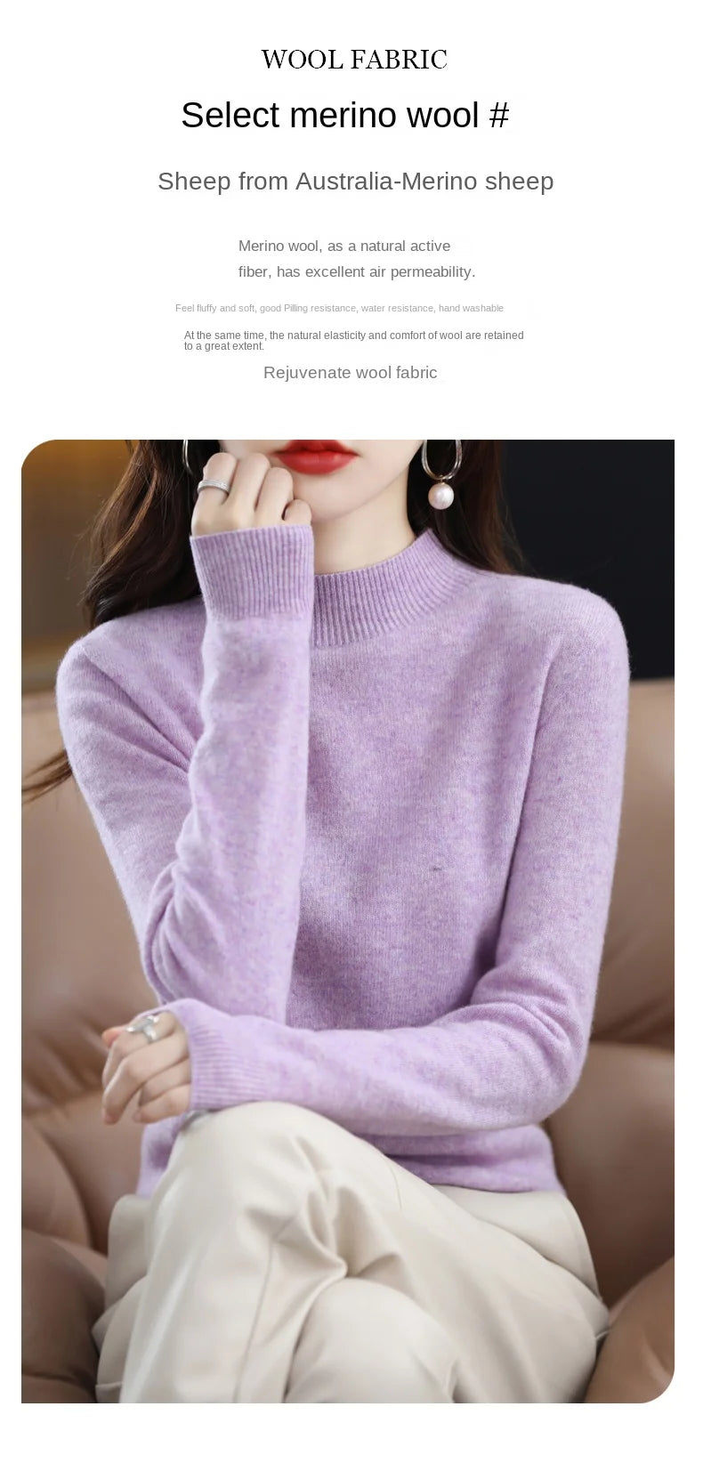 Pure Wool Half-neck Pullover In Autumn And Winter New Cashmere in USA