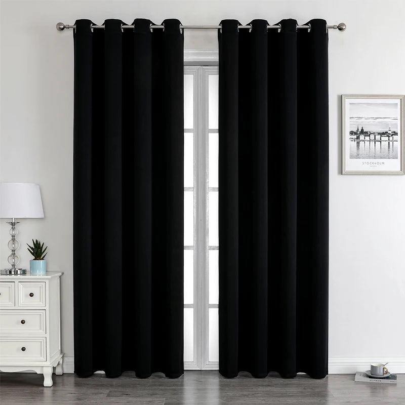 Grommet Solid Blackout Curtains Bedroom in USA