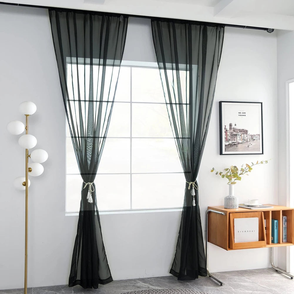 Shading Solid White Sheer Curtains Living Room Decoration in USA