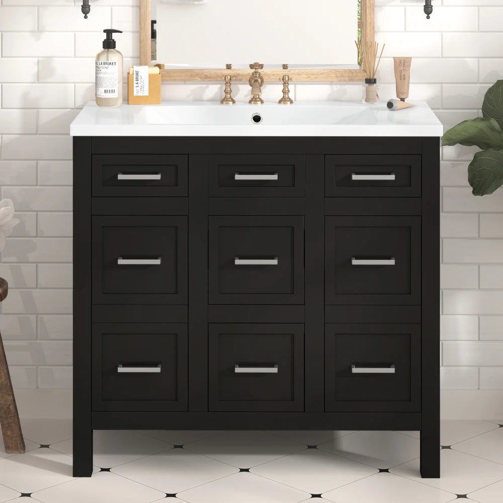 Bathroom Vanity Cabinet with Resin Integrated Sink in USA.