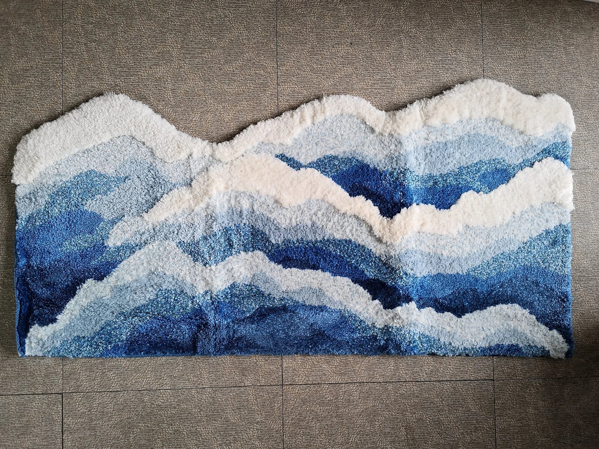 Aesthetic Tufting Ocean Bedroom Rug Soft Fluffy Scenic Wave