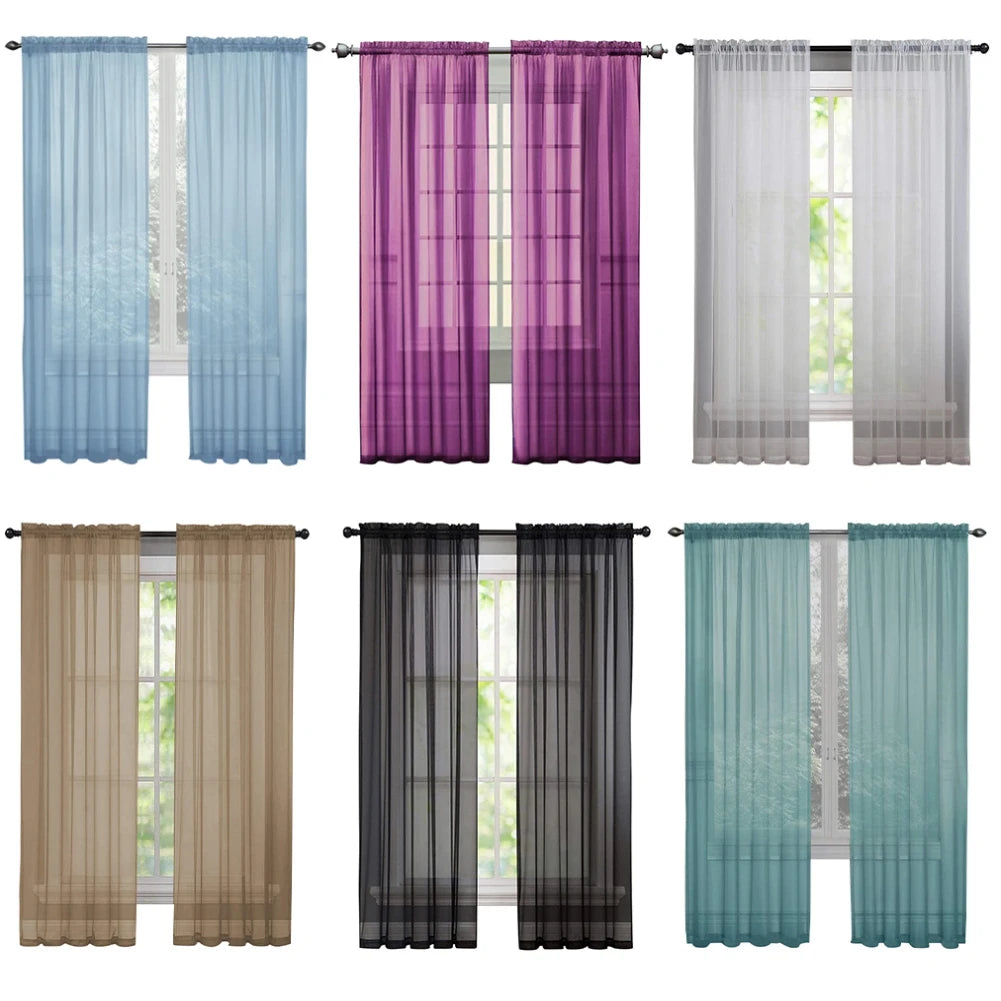 Sheer Voile Curtain, Colorful Tulle Panel Door Casement, in USA