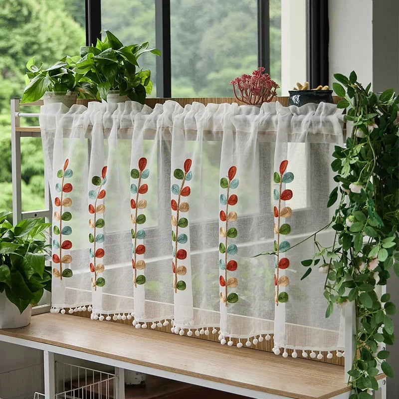 Cotton Fashion Daisy Short Curtains Road Pocket Shade in USA