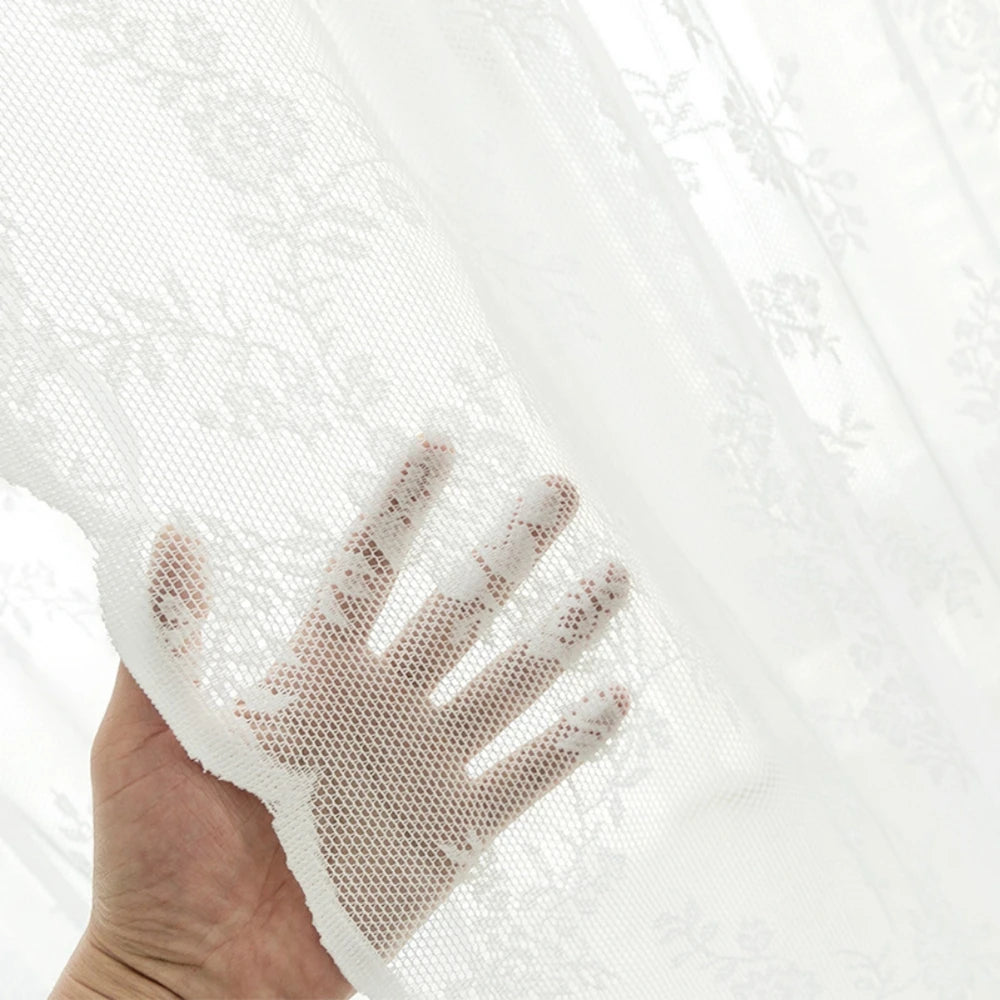 European White Lace Curtain Voile Window Treatments IN USA.