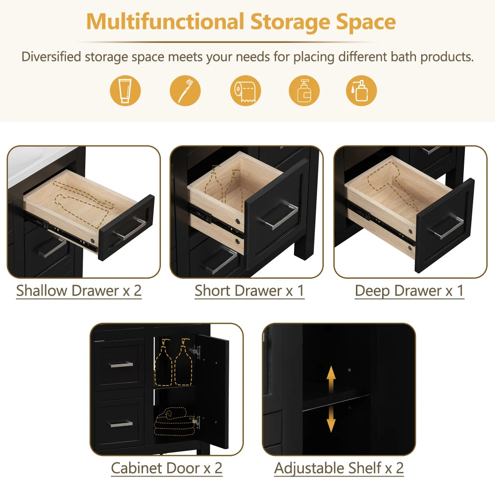 Bathroom Vanity Cabinet with Resin Integrated Sink in USA.