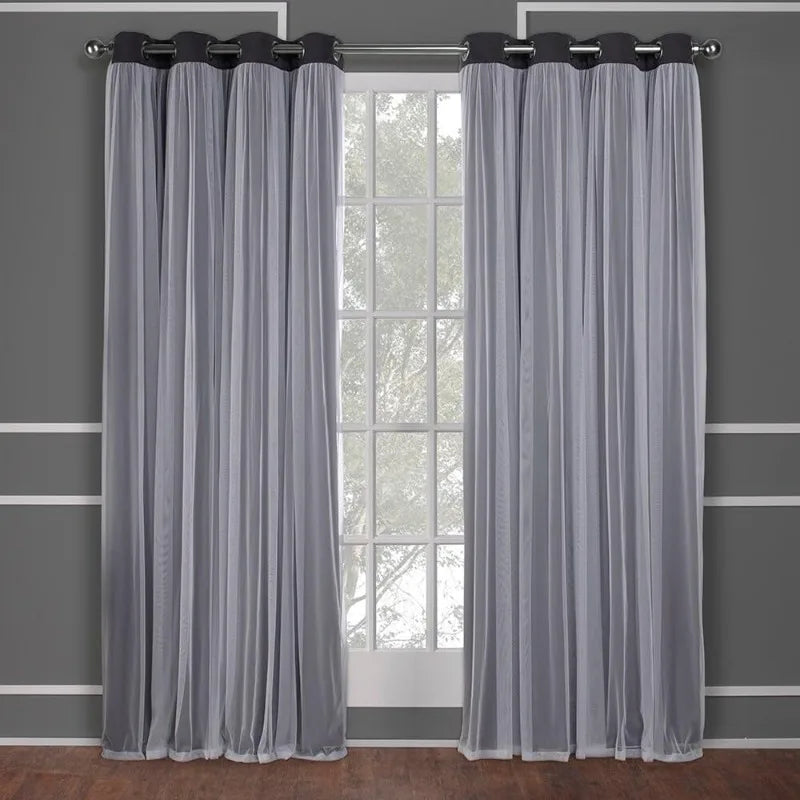 Layered Solid Room Darkening Blackout and Sheer Grommet in USA